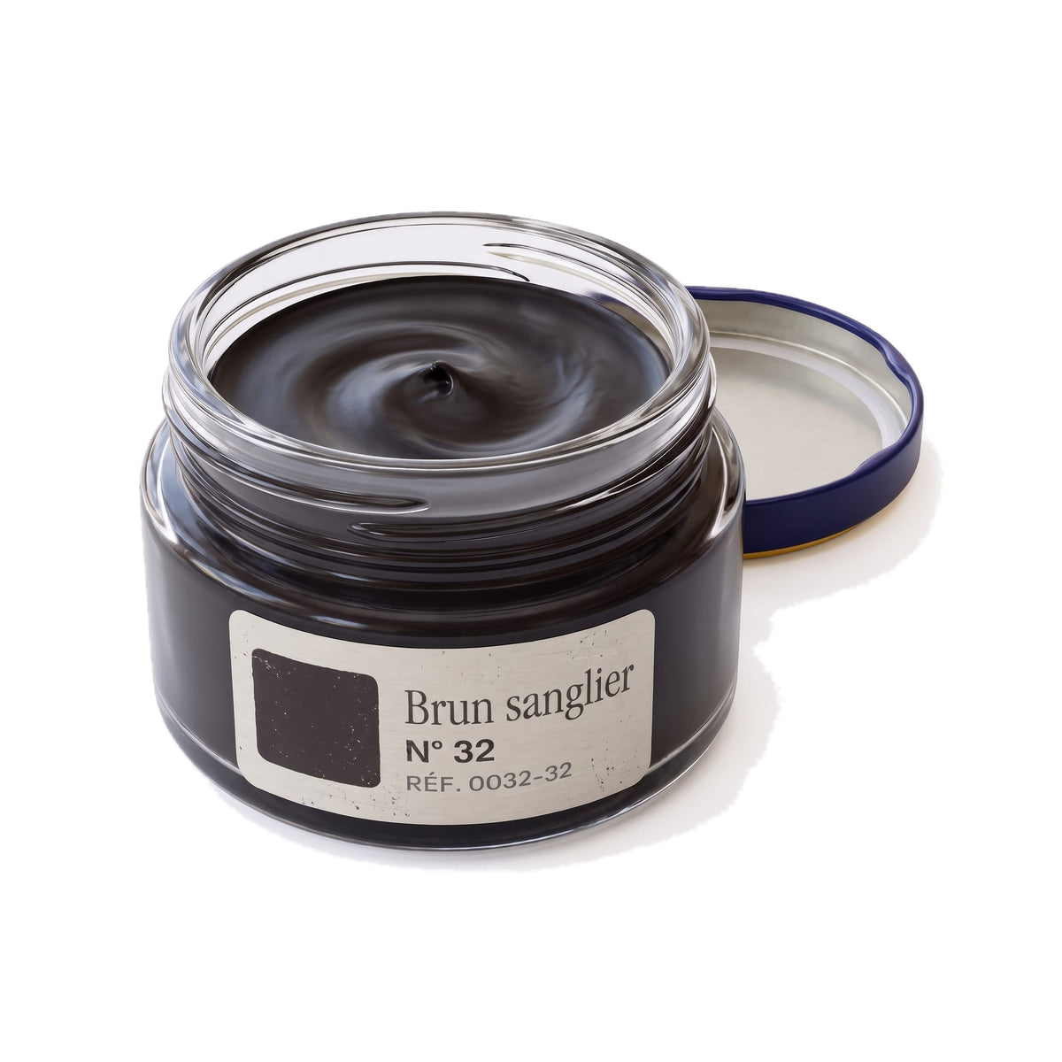 Crème Surfine Saphir Brun sanglier, pot ouvert, crème visible