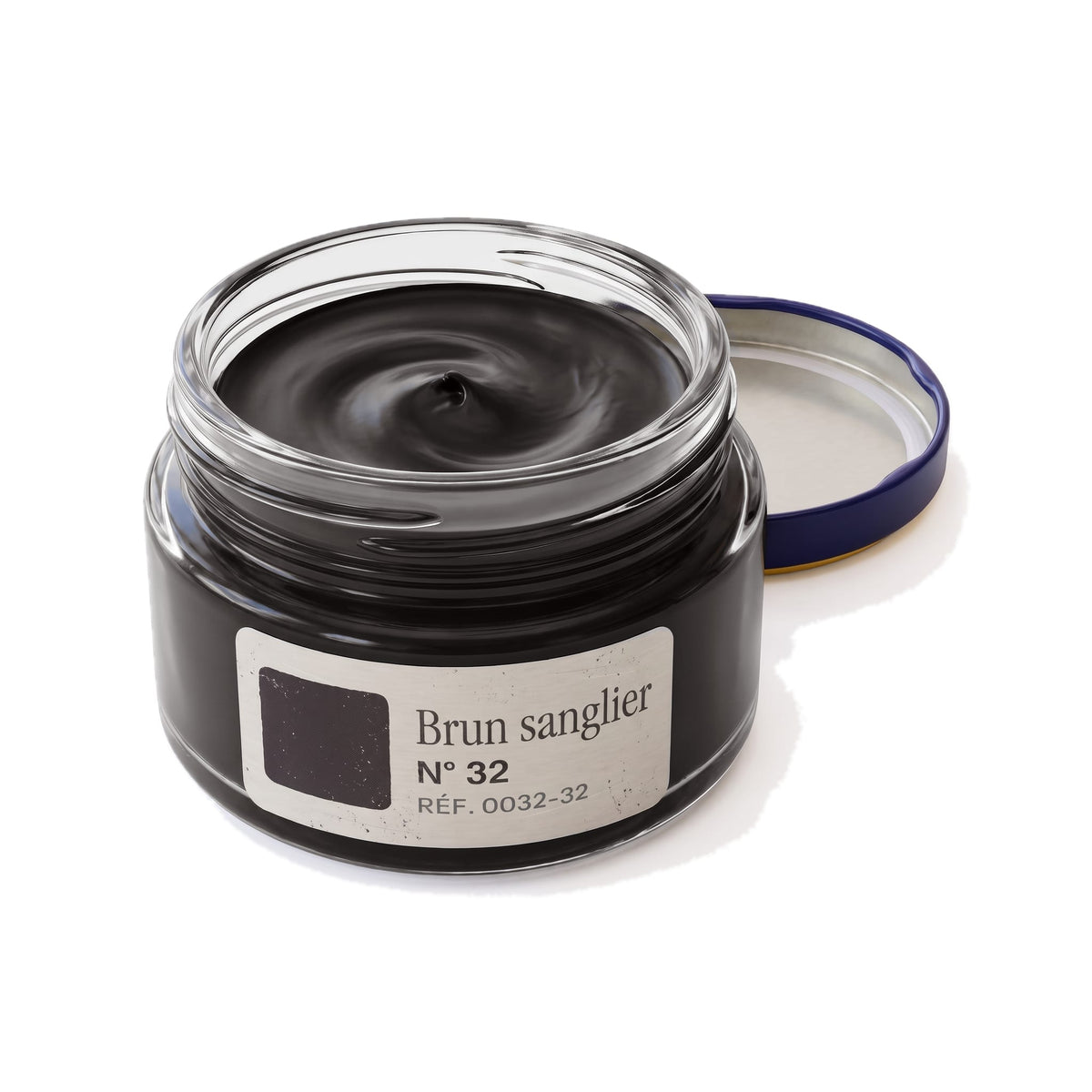 Crème Surfine Saphir Brun sanglier, pot ouvert, crème visible