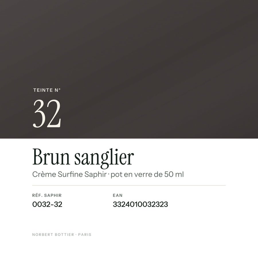 Teinte Brun sanglier n° 32 de la Crème Surfine Saphir, réf. 0032-32, EAN 3324010032323