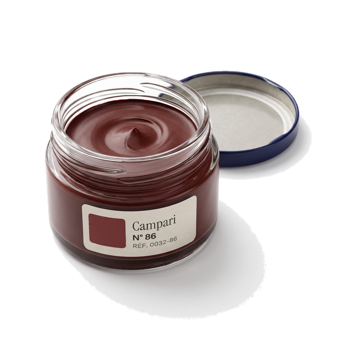 Crème Surfine Saphir Campari, pot ouvert, crème visible