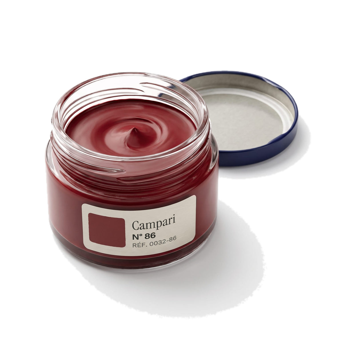 Crème Surfine Saphir Campari, pot ouvert, crème visible