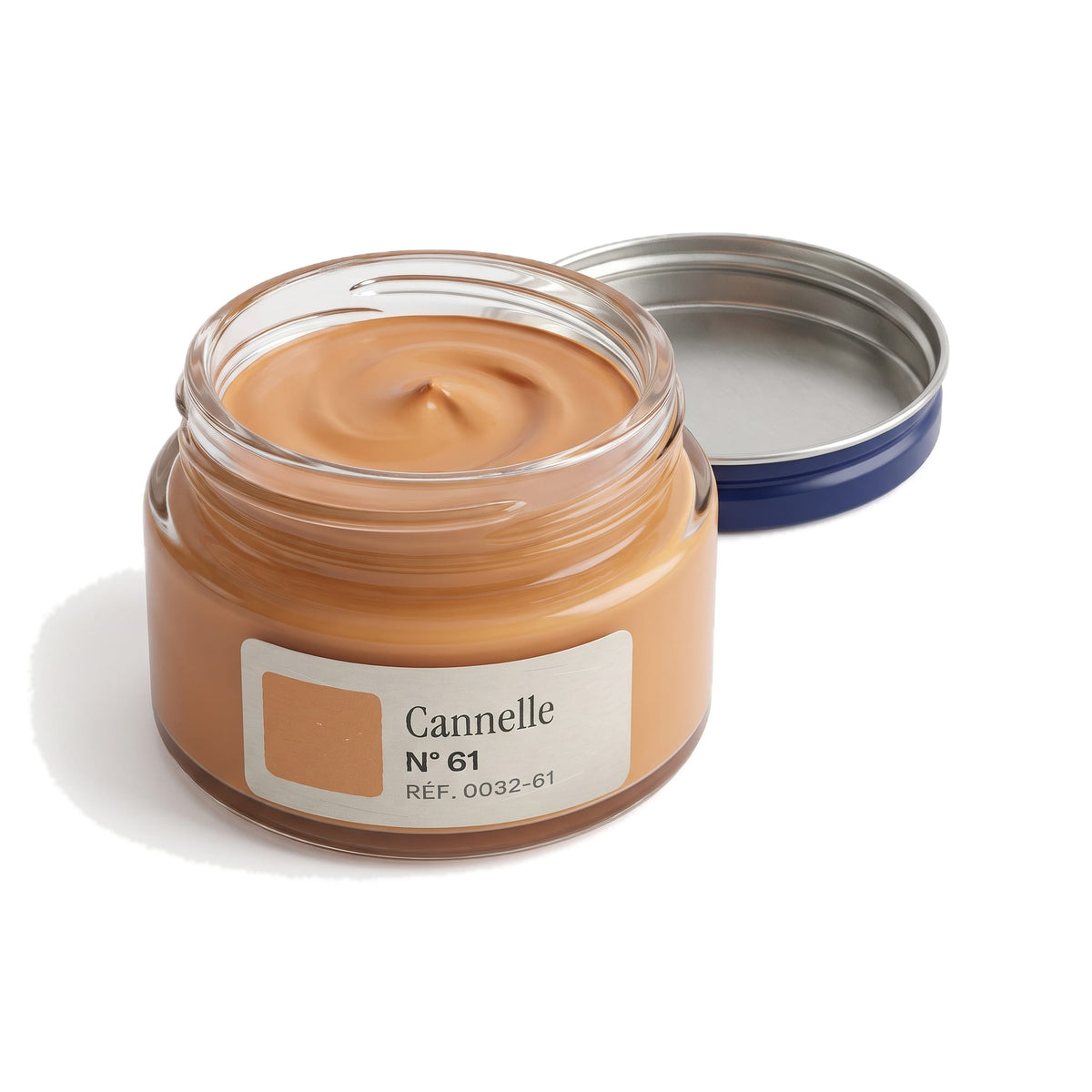 Crème Surfine Saphir Cannelle, pot ouvert, crème visible
