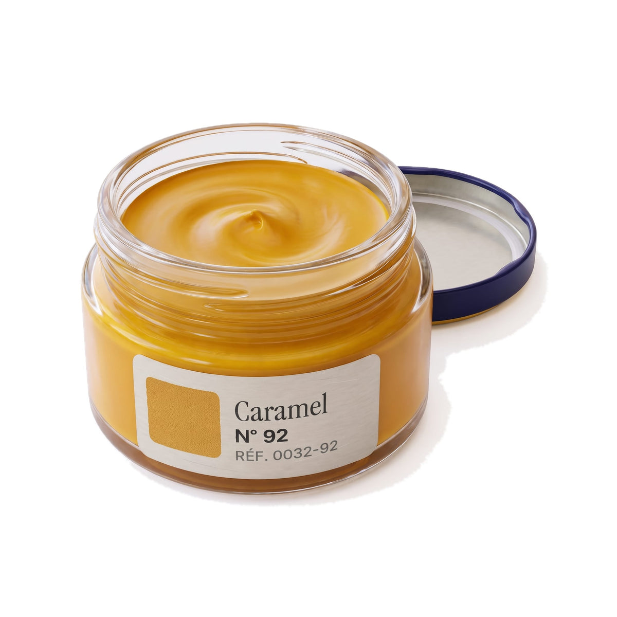 Crème Surfine Saphir Caramel, pot ouvert, crème visible