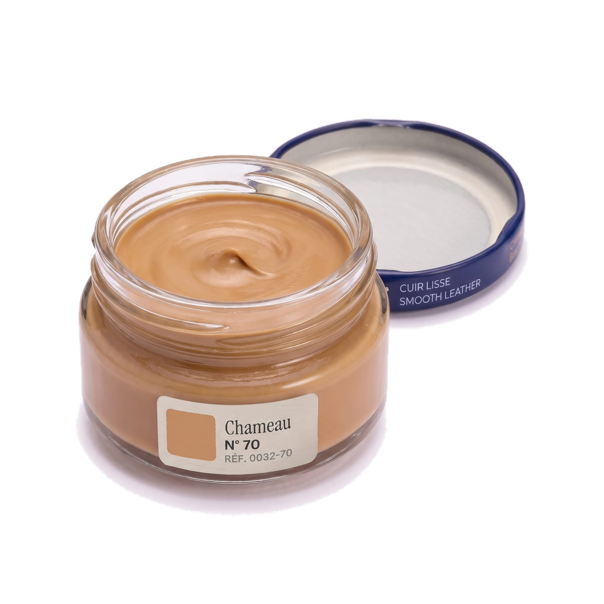 Crème Surfine Saphir Chameau, pot ouvert, crème visible