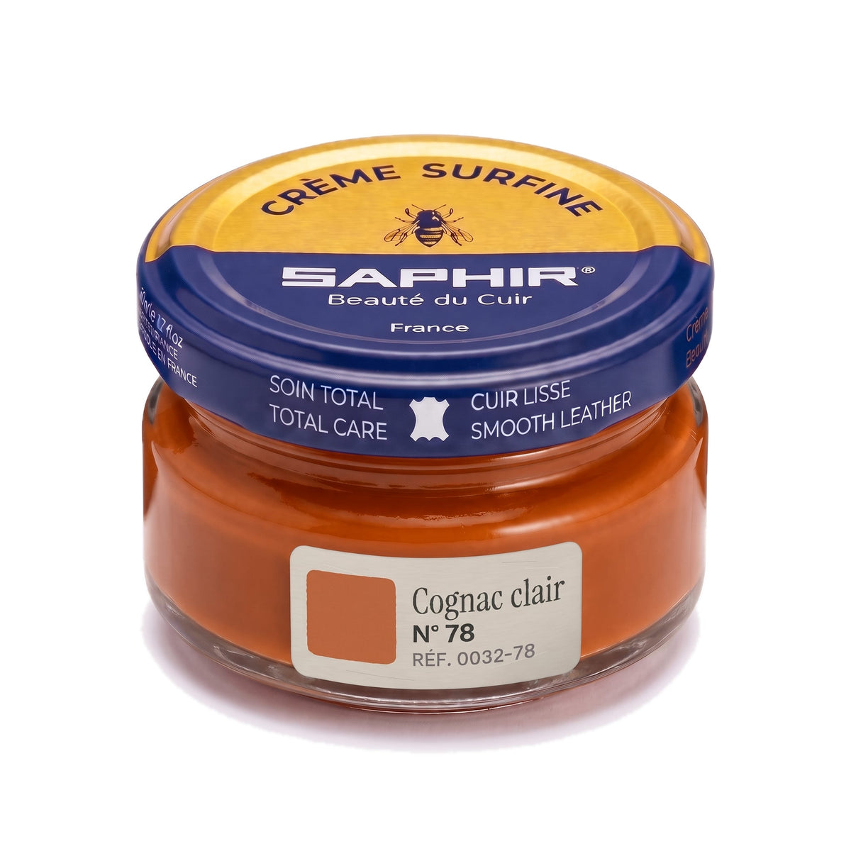 Crème Surfine Saphir Cognac clair, pot en verre de 50 ml