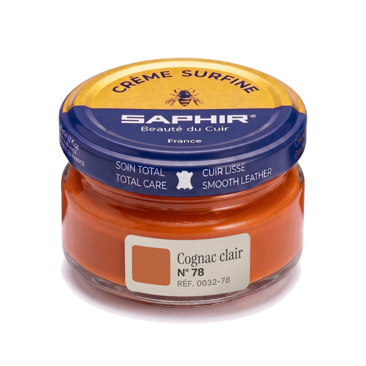 Crème Surfine Saphir Cognac clair, pot en verre de 50 ml