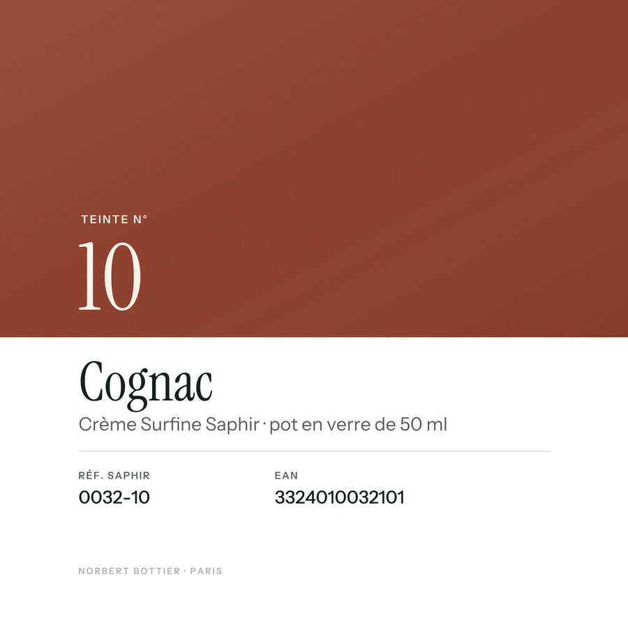 Teinte Cognac n° 10 de la Crème Surfine Saphir, réf. 0032-10, EAN 3324010032101