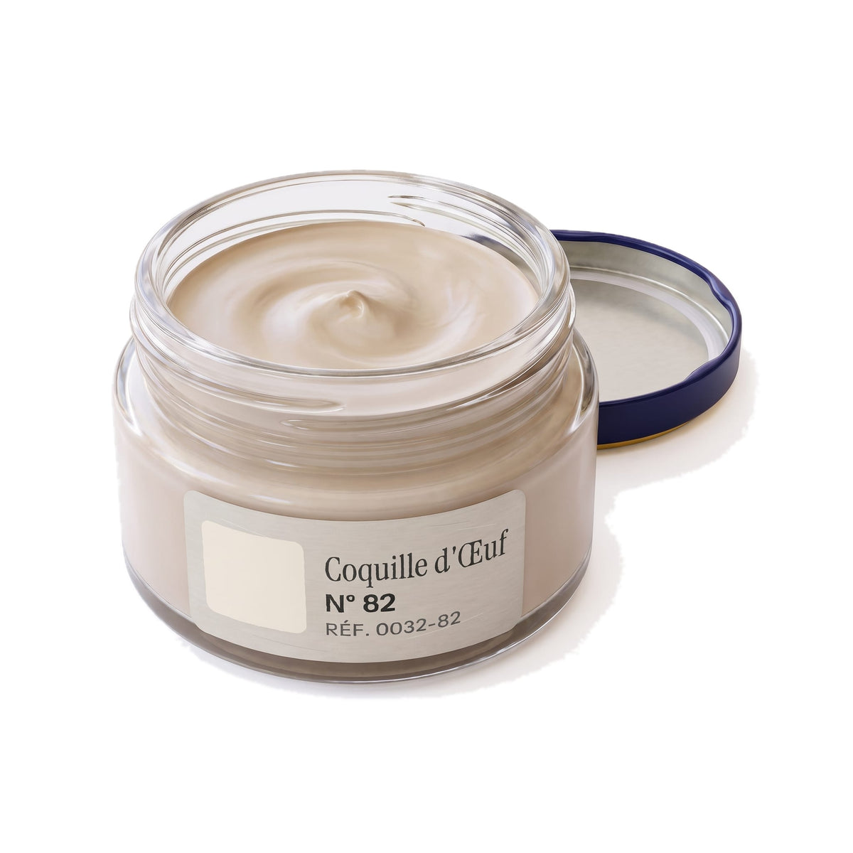 Crème Surfine Saphir Coquille d'Œuf, pot ouvert, crème visible