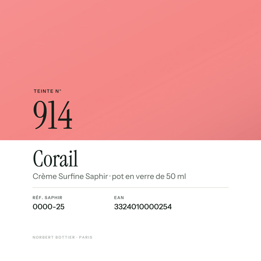 Teinte Corail n° 914 de la Crème Surfine Saphir, réf. 0000-25, EAN 3324010000254