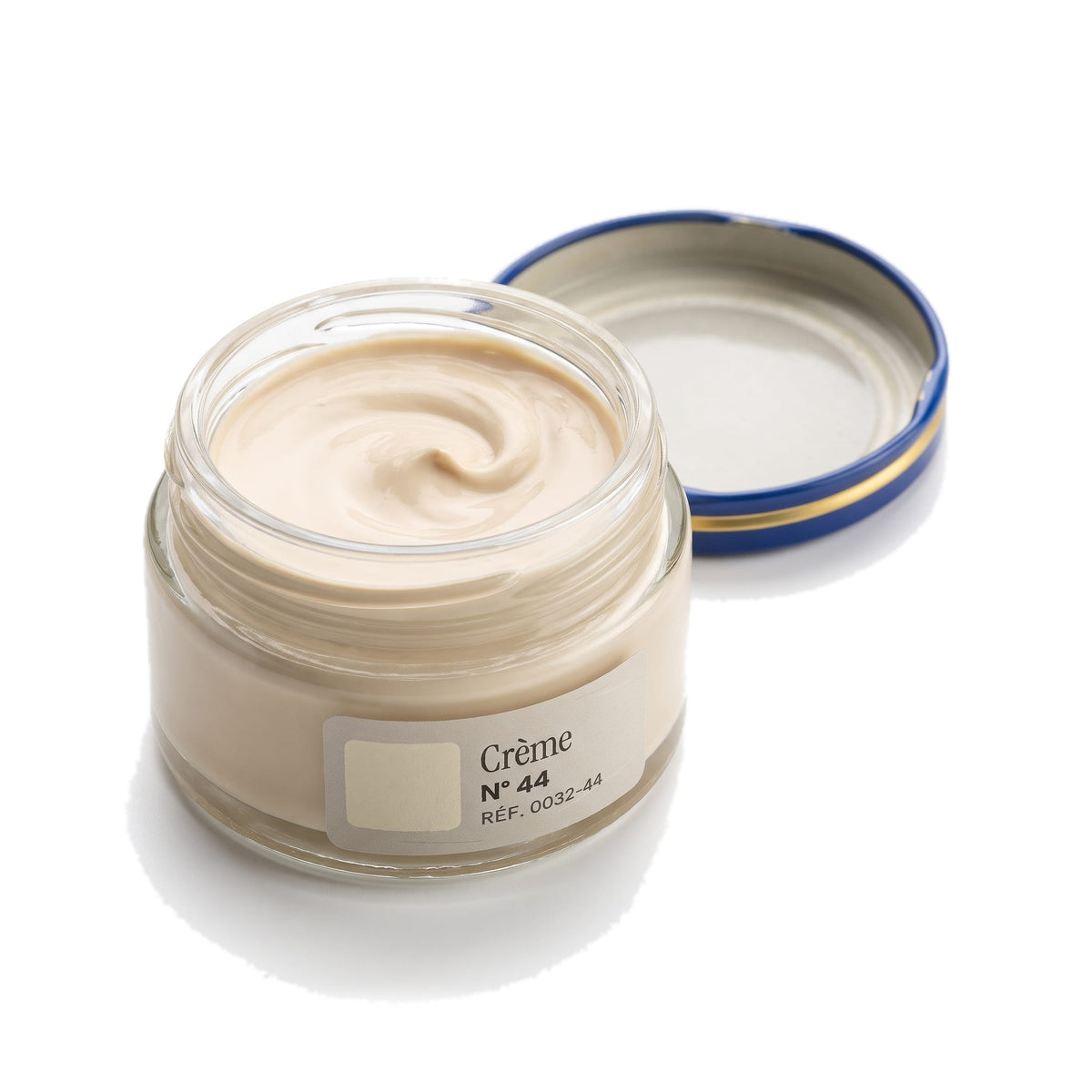 Crème Surfine Saphir Crème, pot ouvert, crème visible