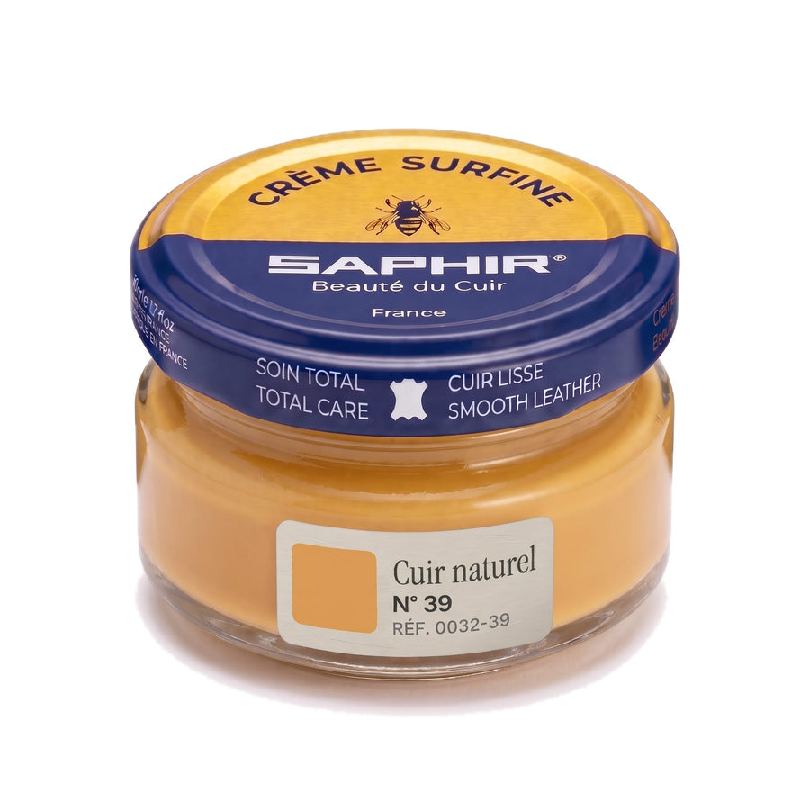 Crème Surfine Saphir Cuir naturel, pot en verre de 50 ml