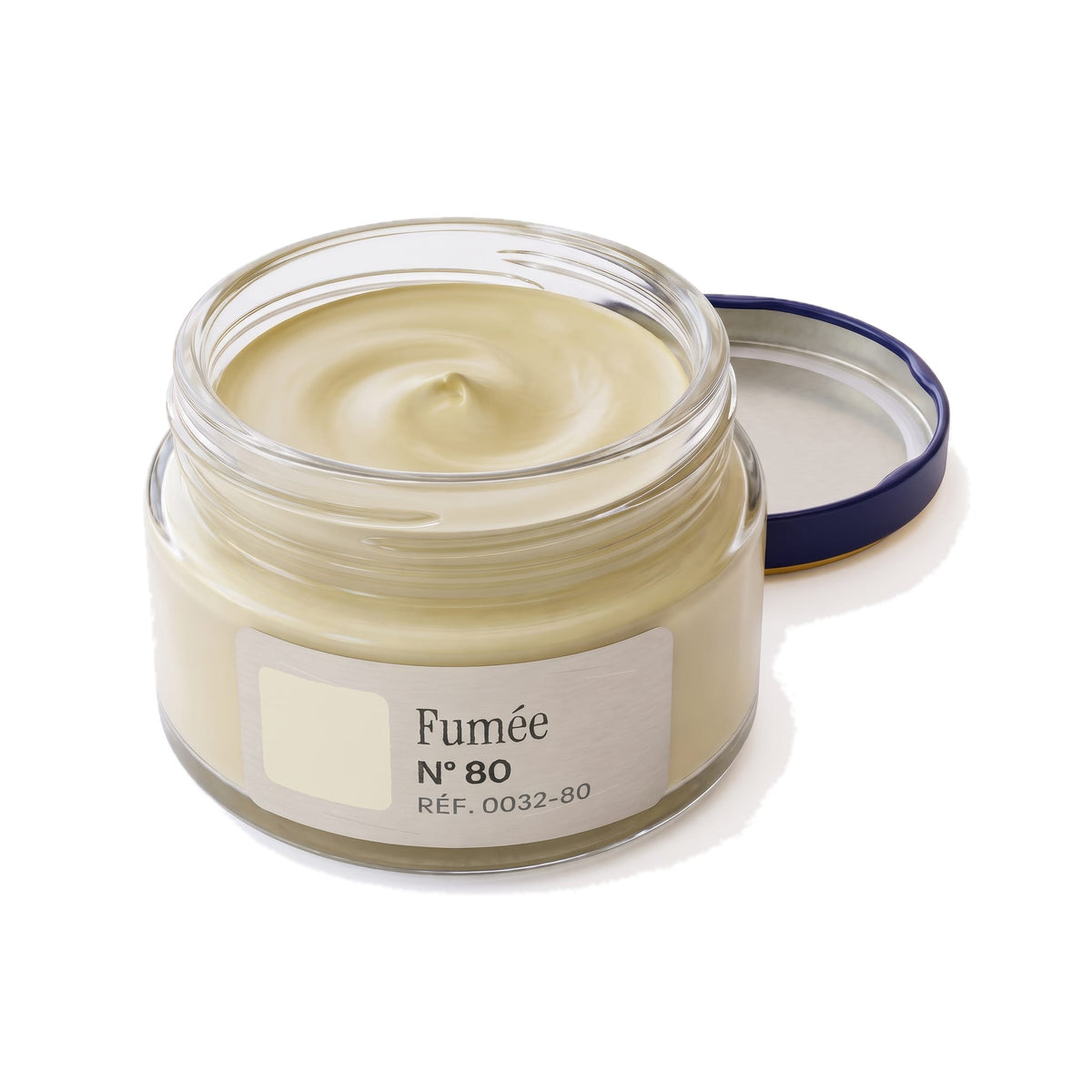 Crème Surfine Saphir Fumée, pot ouvert, crème visible