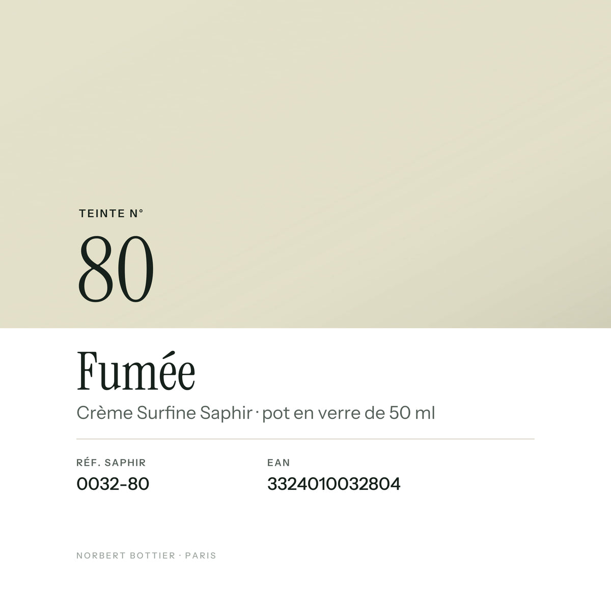 Teinte Fumée n° 80 de la Crème Surfine Saphir, réf. 0032-80, EAN 3324010032804