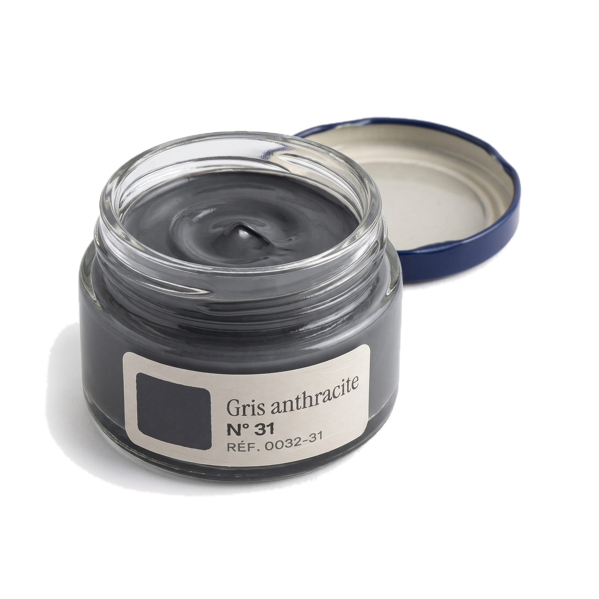 Crème Surfine Saphir Gris anthracite, pot ouvert, crème visible