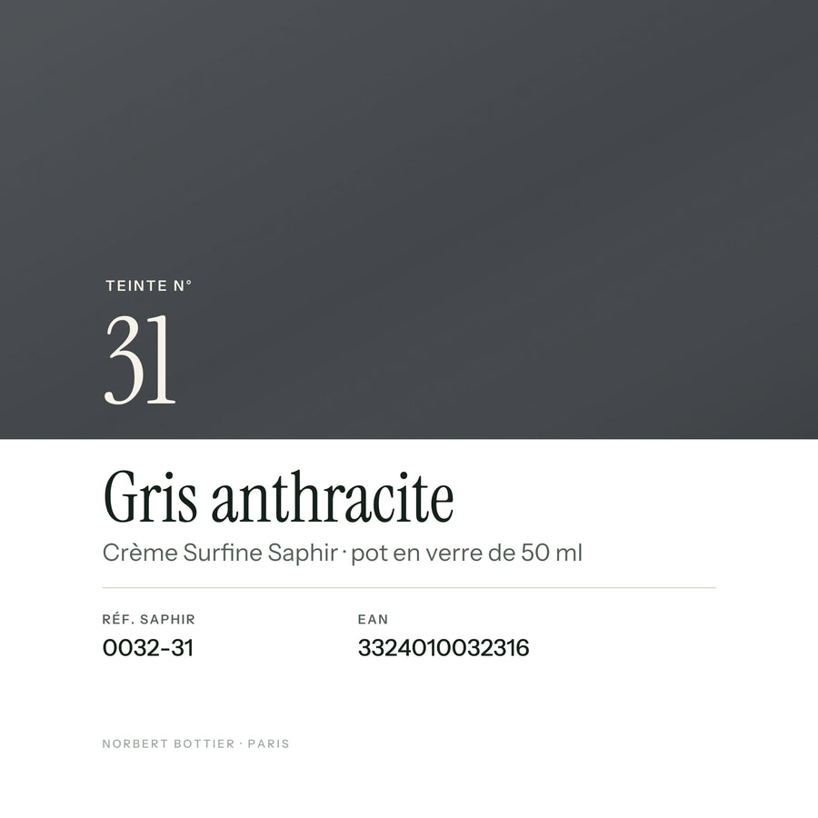Teinte Gris anthracite n° 31 de la Crème Surfine Saphir, réf. 0032-31, EAN 3324010032316