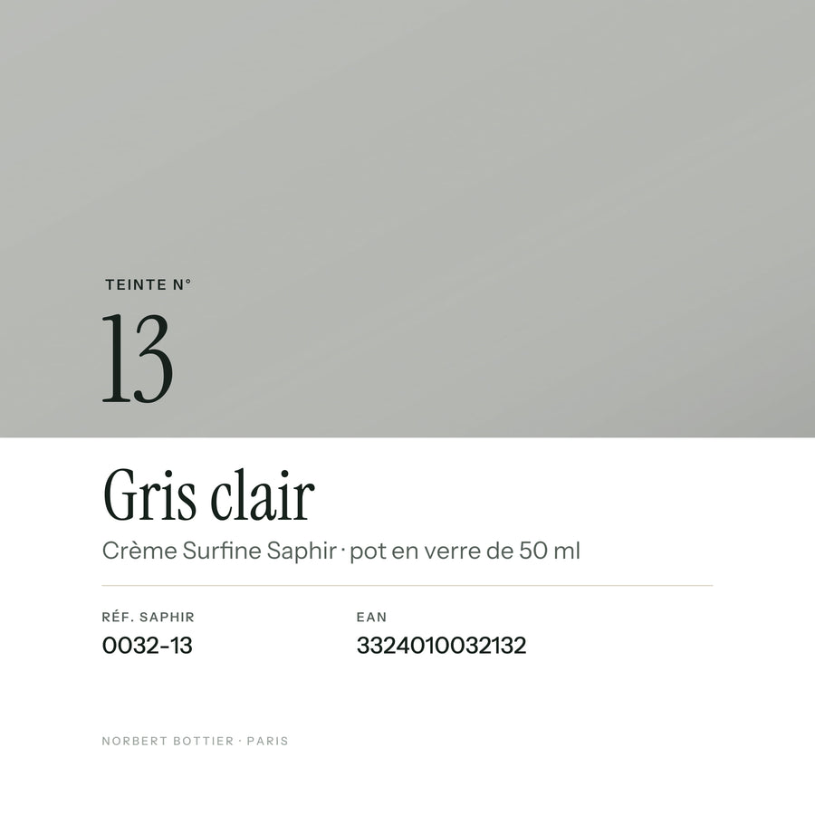 Teinte Gris clair n° 13 de la Crème Surfine Saphir, réf. 0032-13, EAN 3324010032132