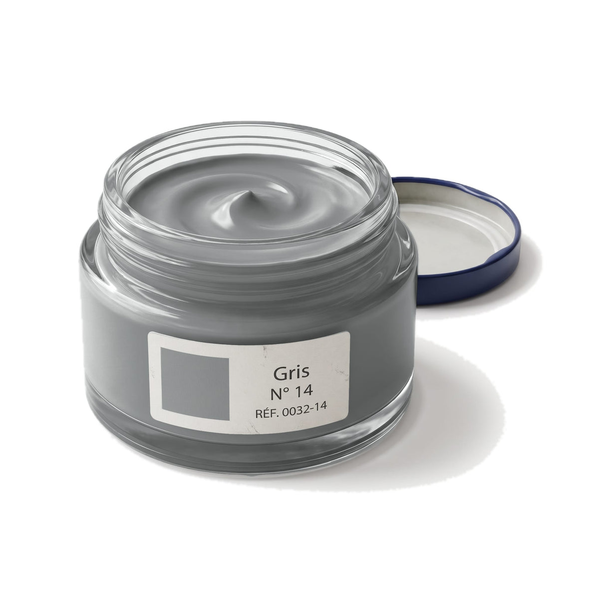 Crème Surfine Saphir Gris, pot ouvert, crème visible