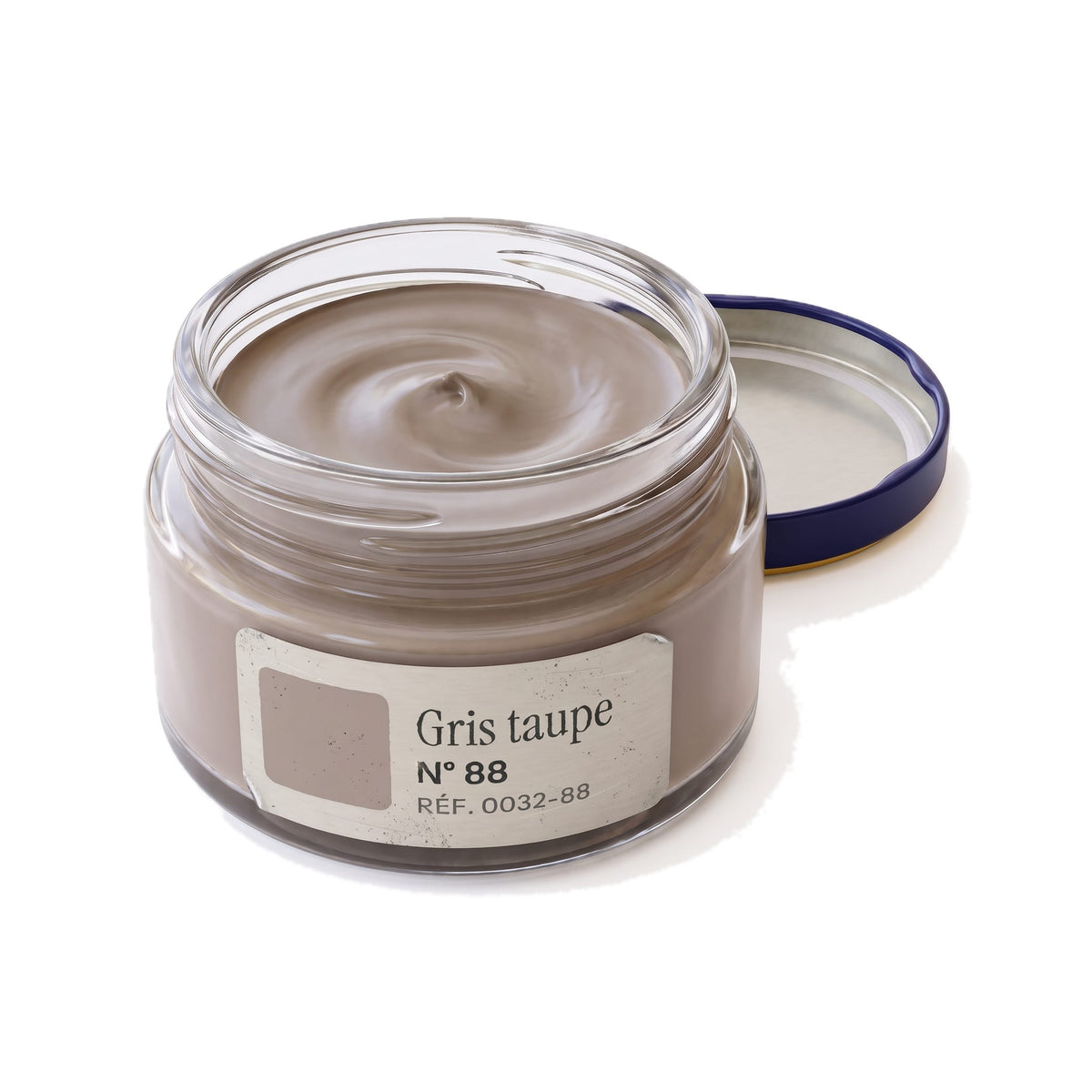 Crème Surfine Saphir Gris taupe, pot ouvert, crème visible
