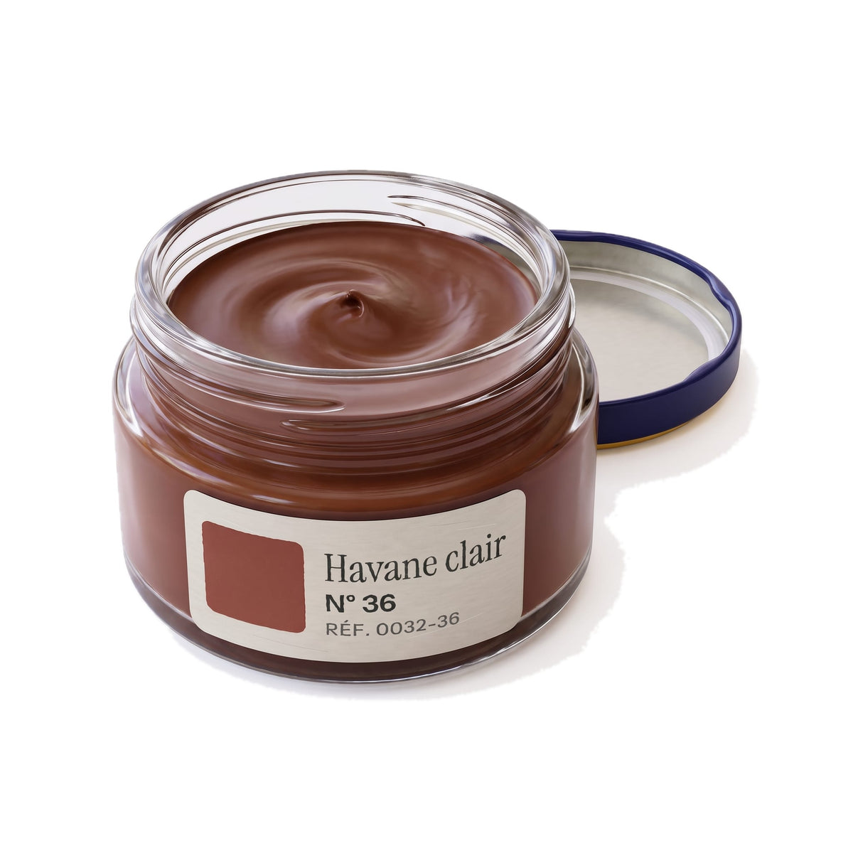 Crème Surfine Saphir Havane clair, pot ouvert, crème visible