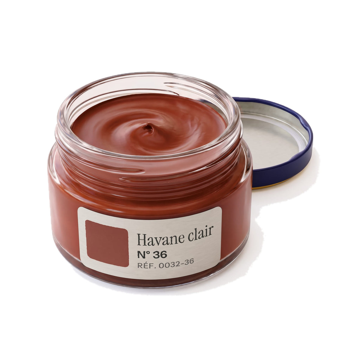 Crème Surfine Saphir Havane clair, pot ouvert, crème visible