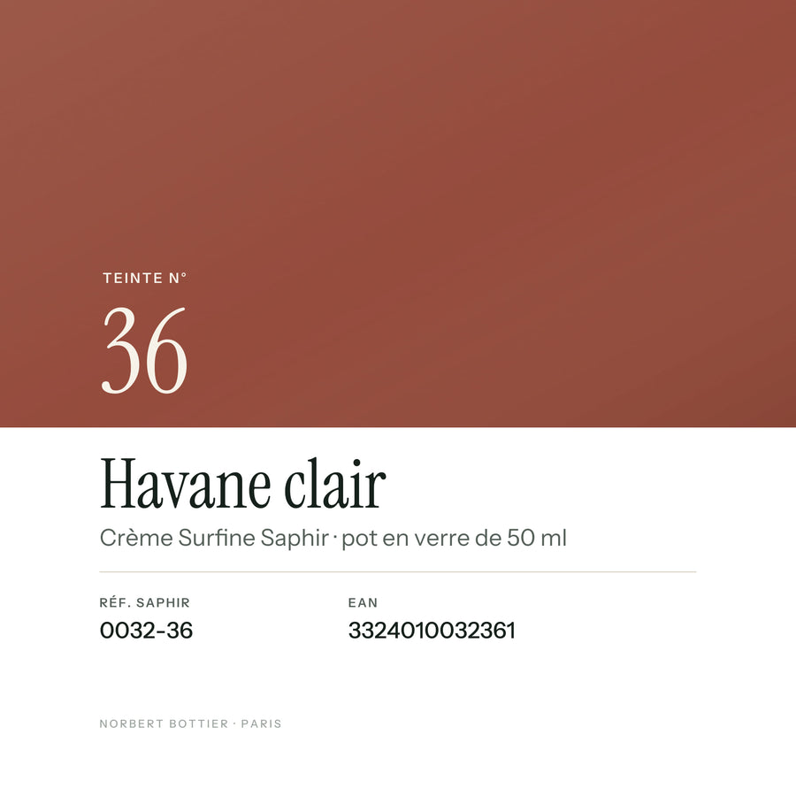 Teinte Havane clair n° 36 de la Crème Surfine Saphir, réf. 0032-36, EAN 3324010032361