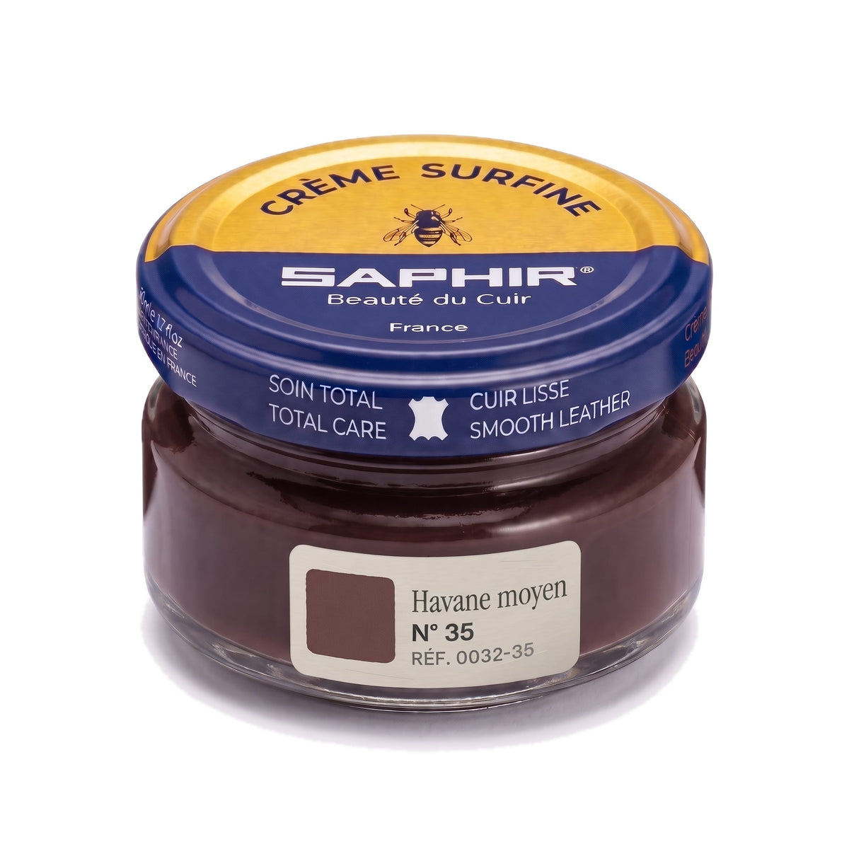 Crème Surfine Saphir Havane moyen, pot en verre de 50 ml