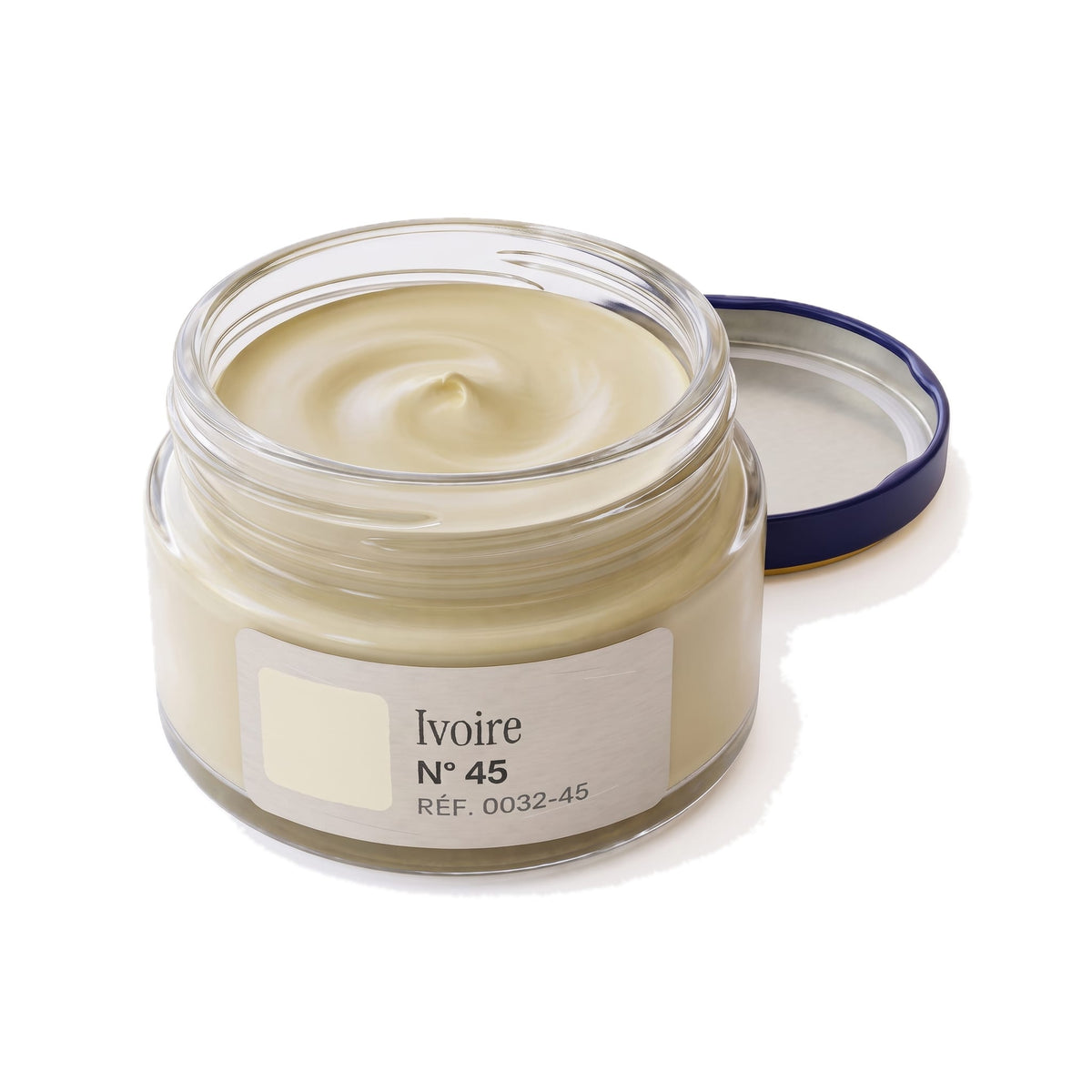 Crème Surfine Saphir Ivoire, pot ouvert, crème visible