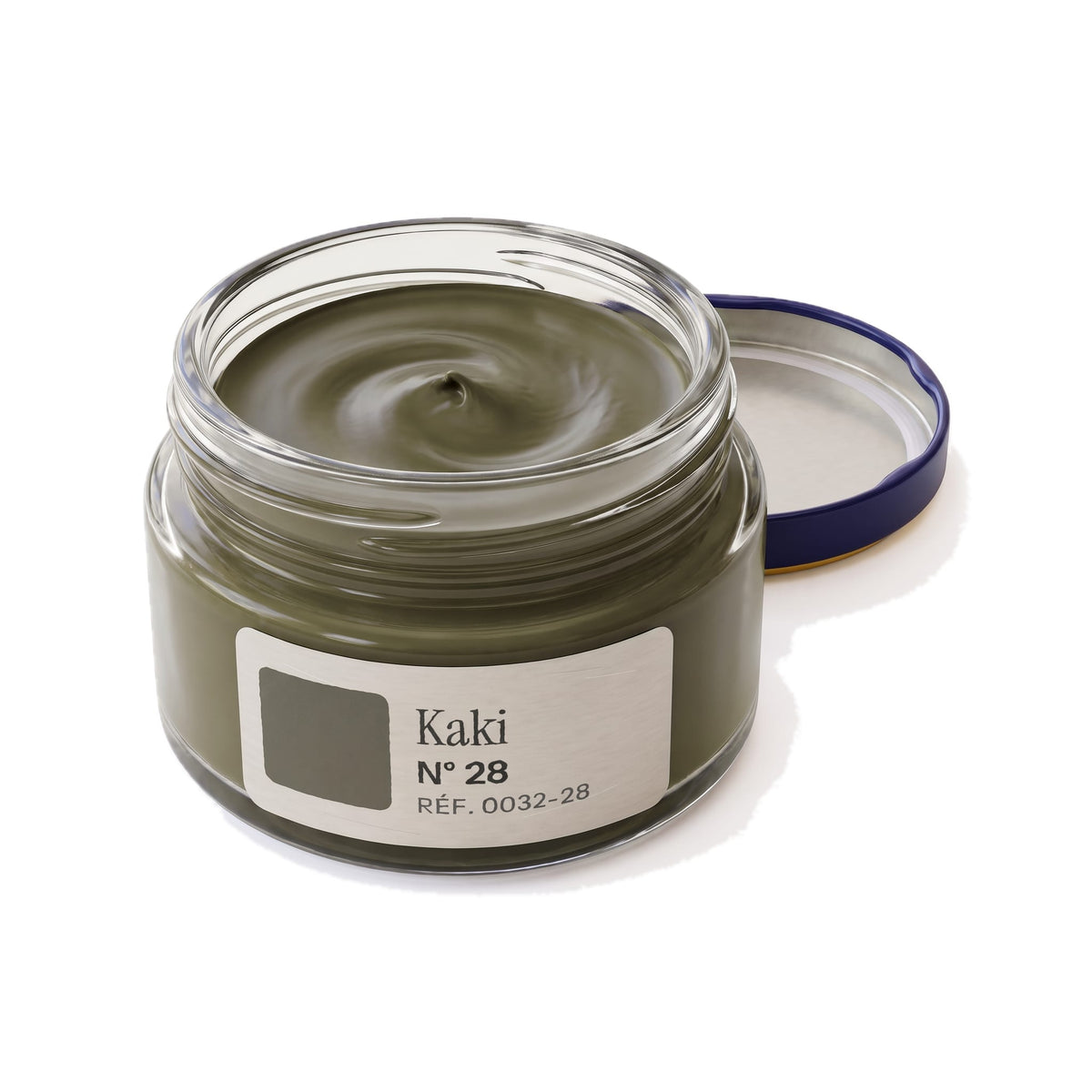 Crème Surfine Saphir Kaki, pot ouvert, crème visible