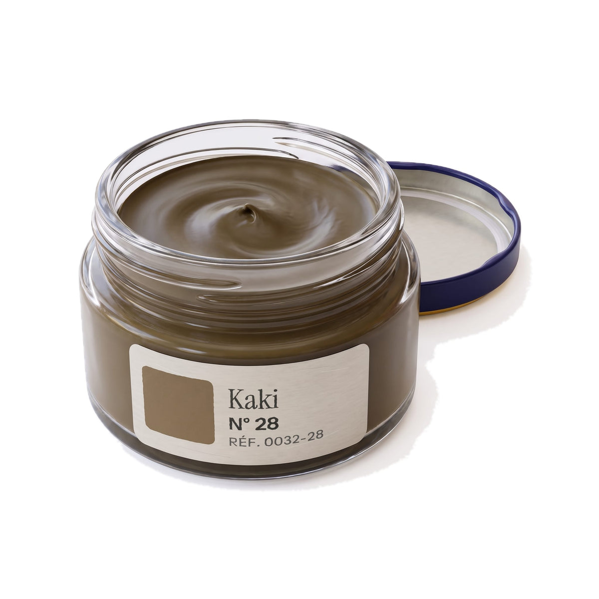 Crème Surfine Saphir Kaki, pot ouvert, crème visible