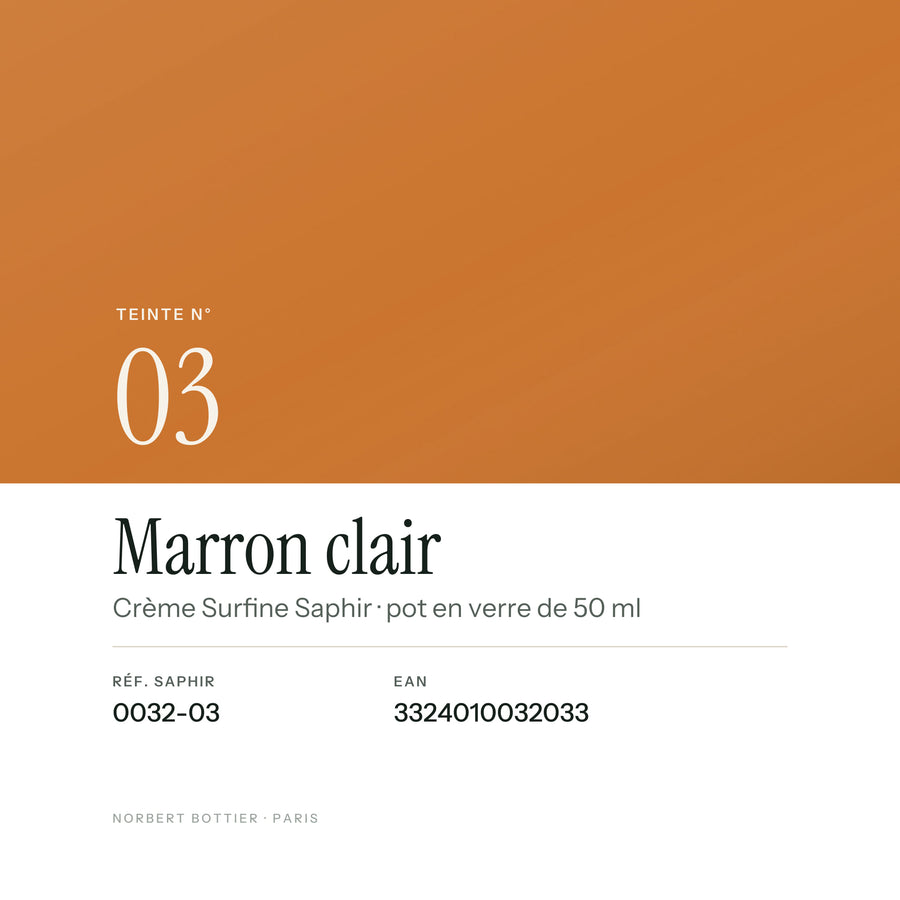 Teinte Marron clair n° 03 de la Crème Surfine Saphir, réf. 0032-03, EAN 3324010032033