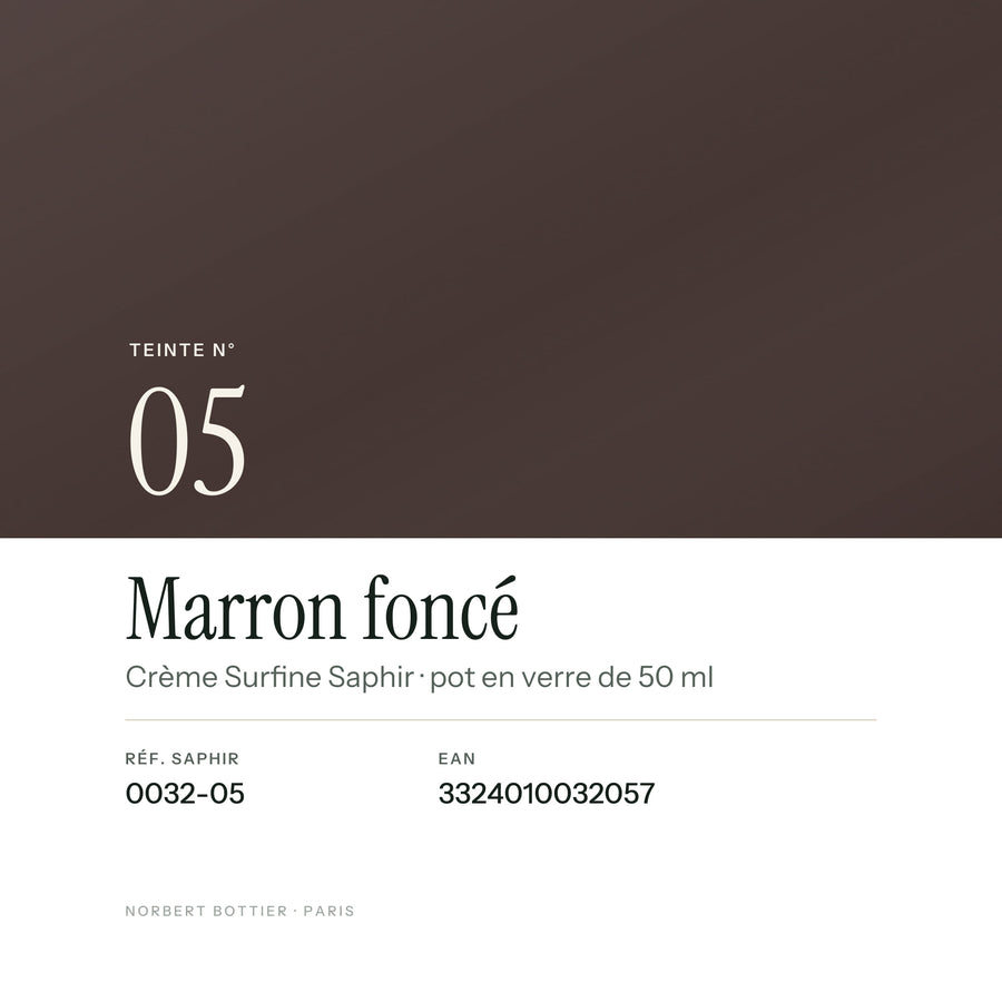 Teinte Marron foncé n° 05 de la Crème Surfine Saphir, réf. 0032-05, EAN 3324010032057