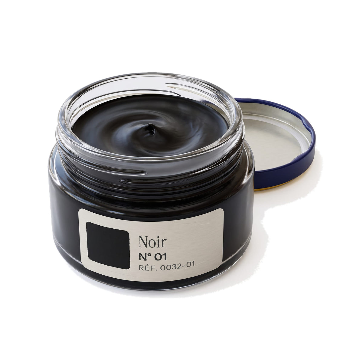 Crème Surfine Saphir Noir, pot ouvert, crème visible