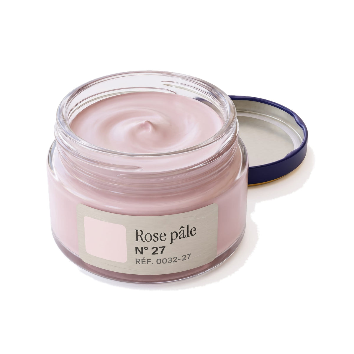 Crème Surfine Saphir Rose pâle, pot ouvert, crème visible