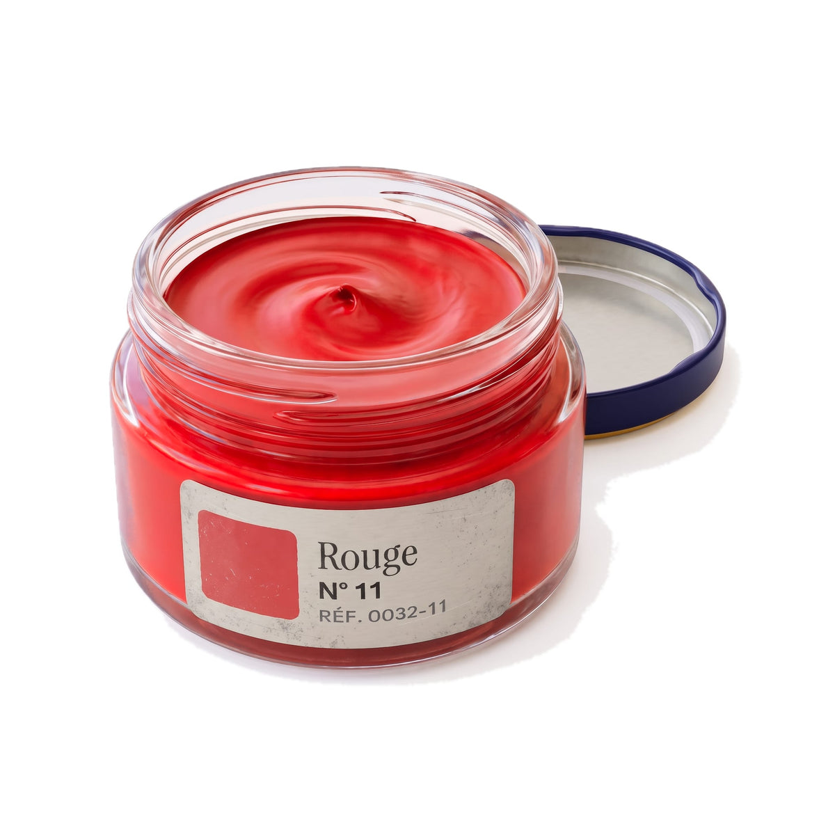 Crème Surfine Saphir Rouge, pot ouvert, crème visible