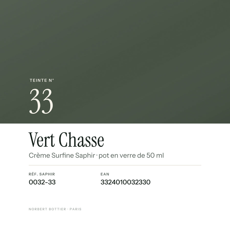 Teinte Vert Chasse n° 33 de la Crème Surfine Saphir, réf. 0032-33, EAN 3324010032330