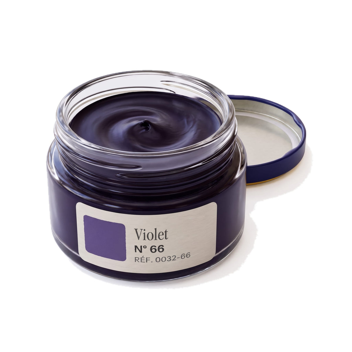 Crème Surfine Saphir Violet, pot ouvert, crème visible