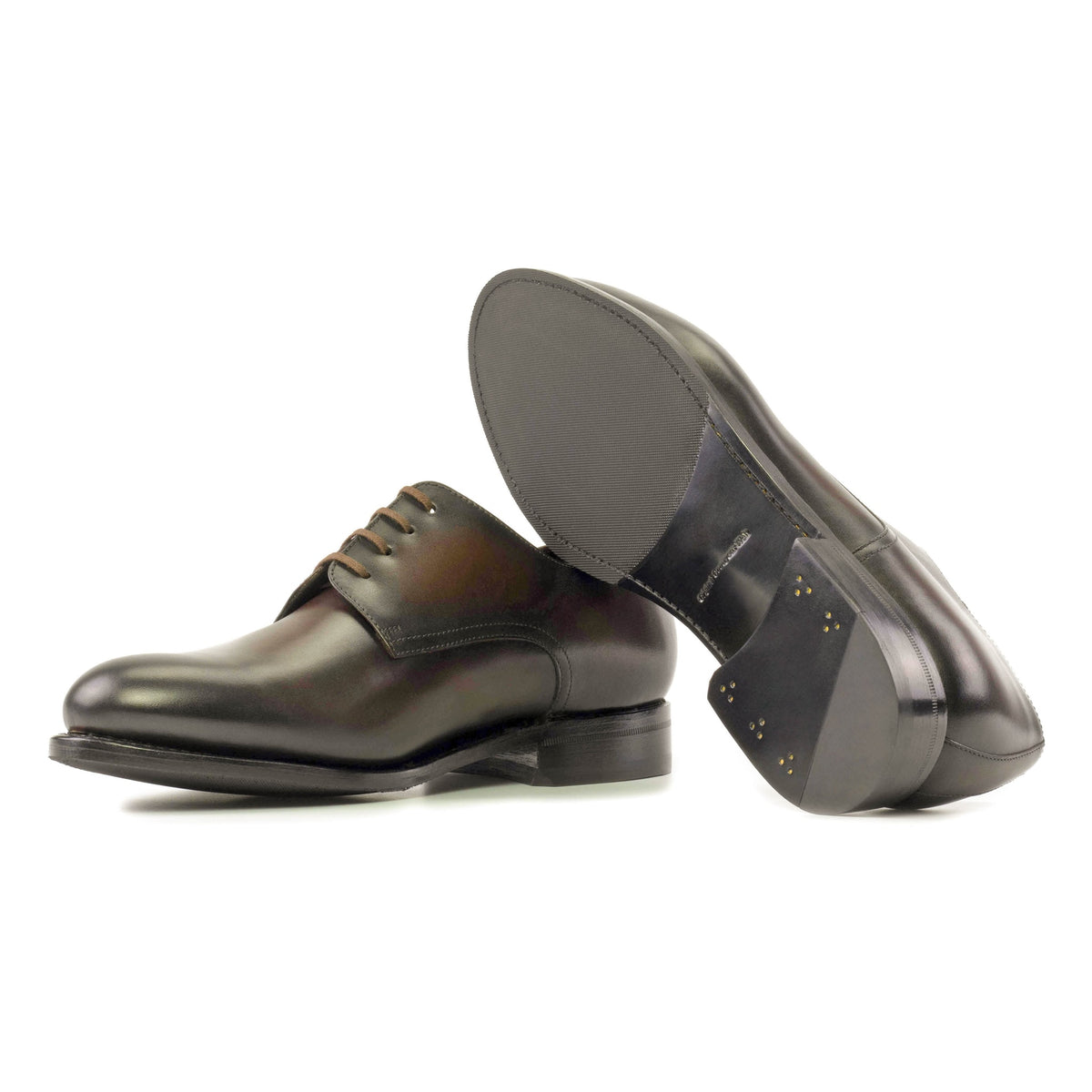 Derby Blucher en cuir patiné marron foncé – vue 2