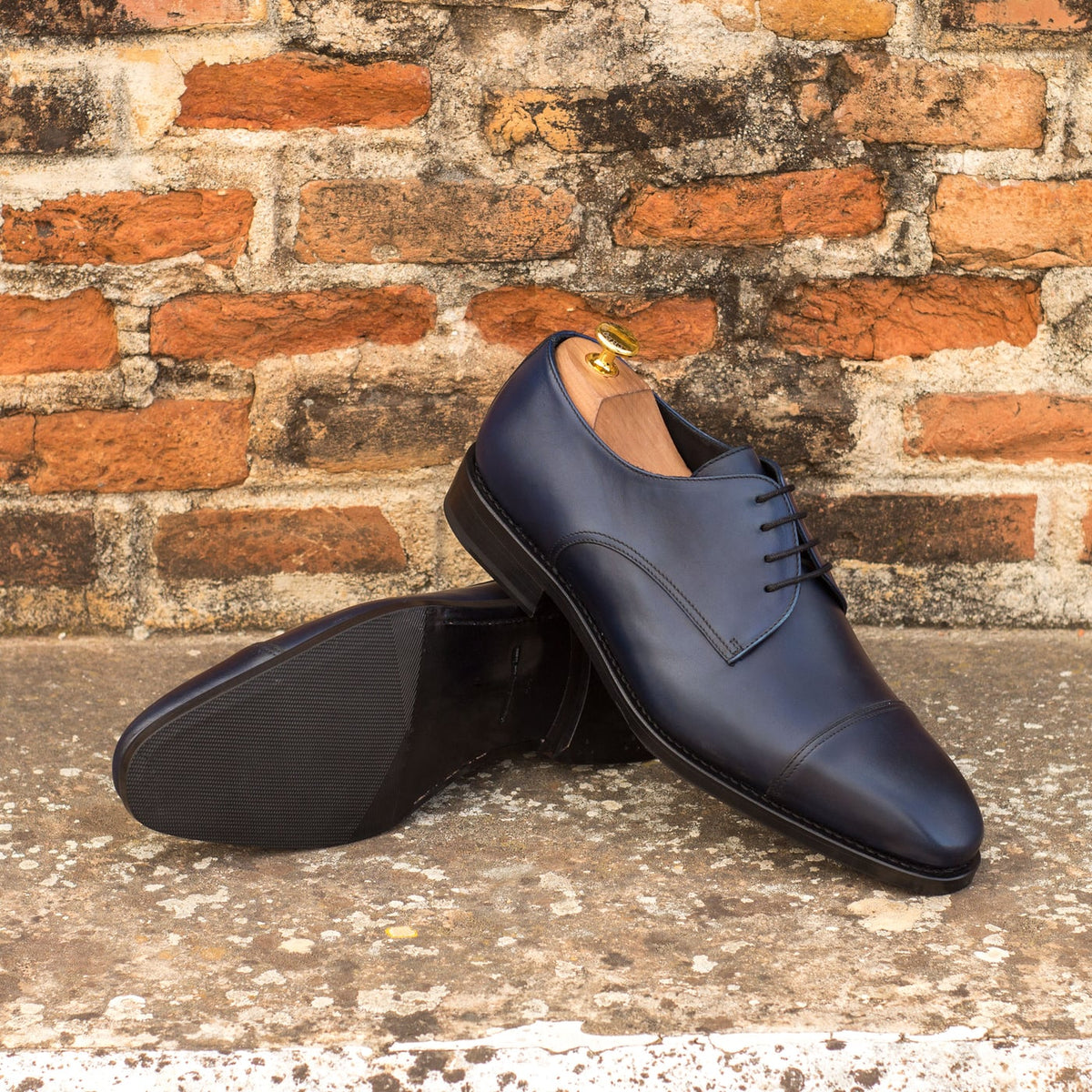 Derby Bout Droit en cuir bleu marine – vue 4