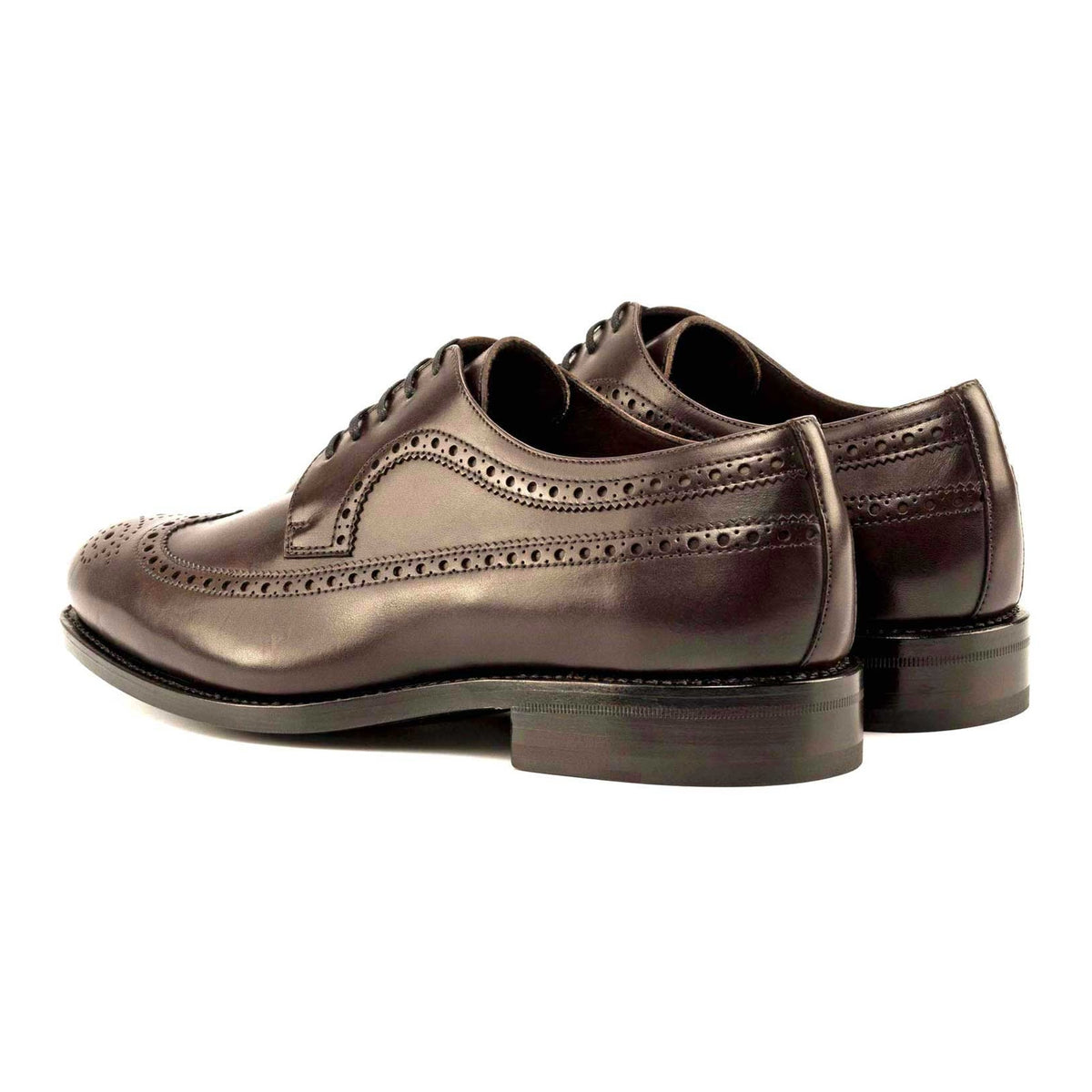 Derby Brogue fleuri en cuir marron foncé – vue 3