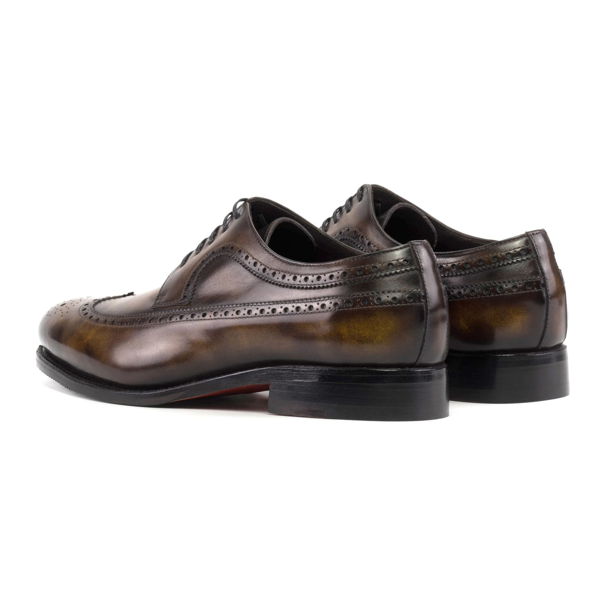 Derby Brogue fleuri en cuir patiné tabac – vue 3