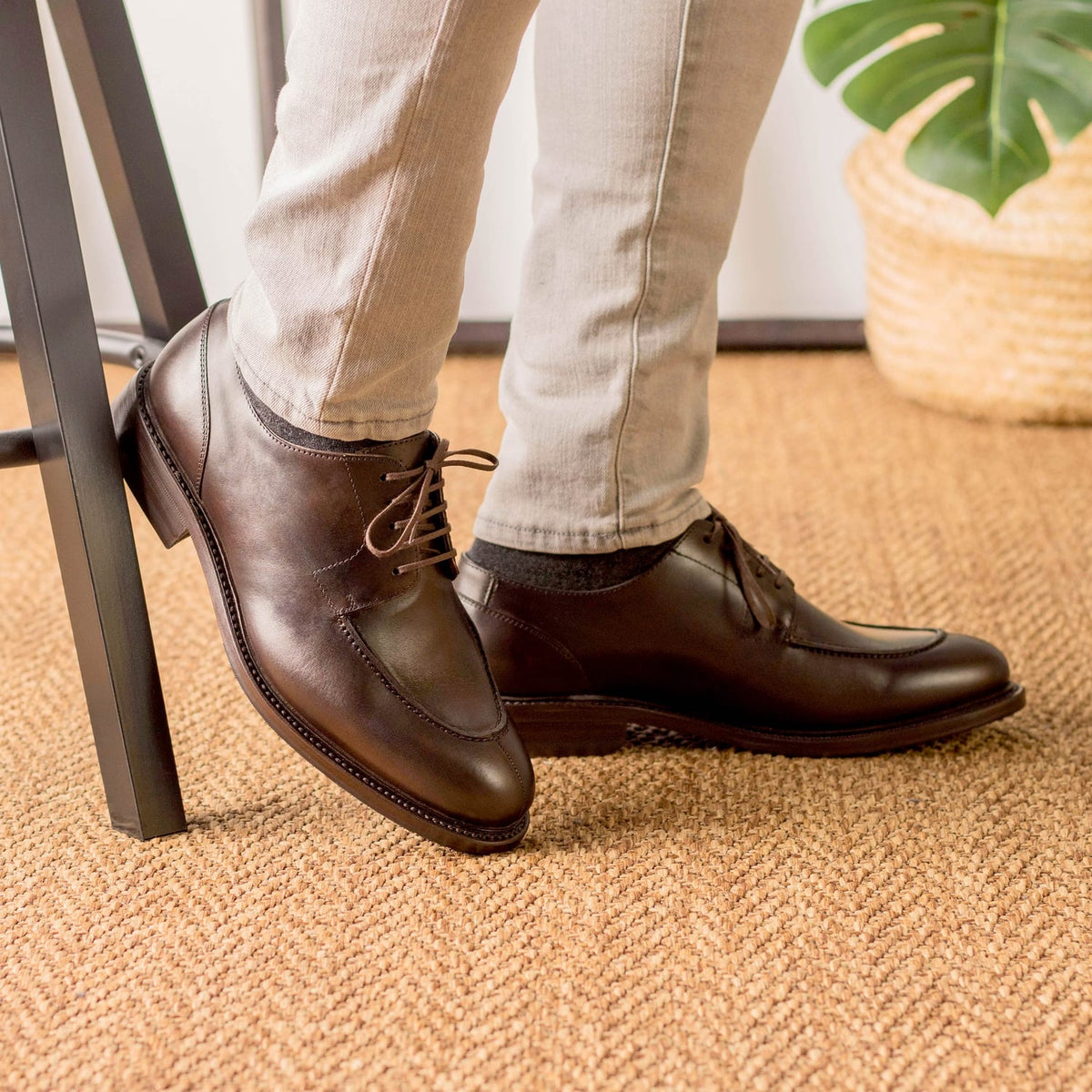 Derby Chasse en cuir marron foncé – vue 4