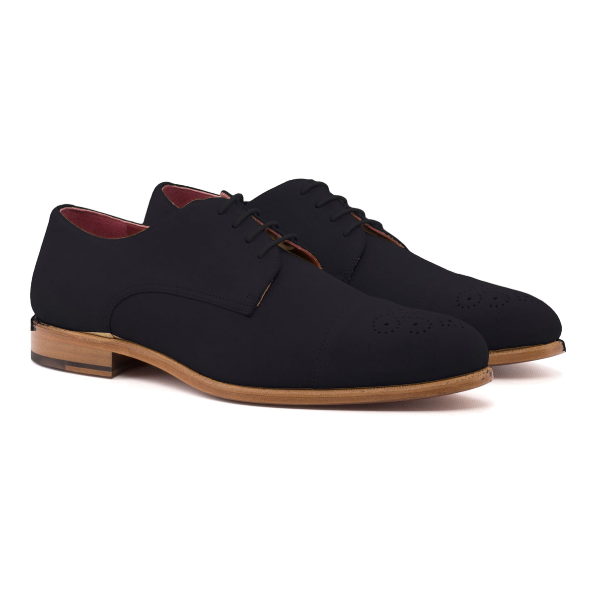 Derby bout droit fleuri en daim noir – vue 1