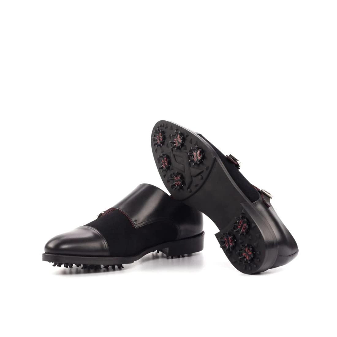 Derby double boucles de golf en cuir et daim noir – vue 2
