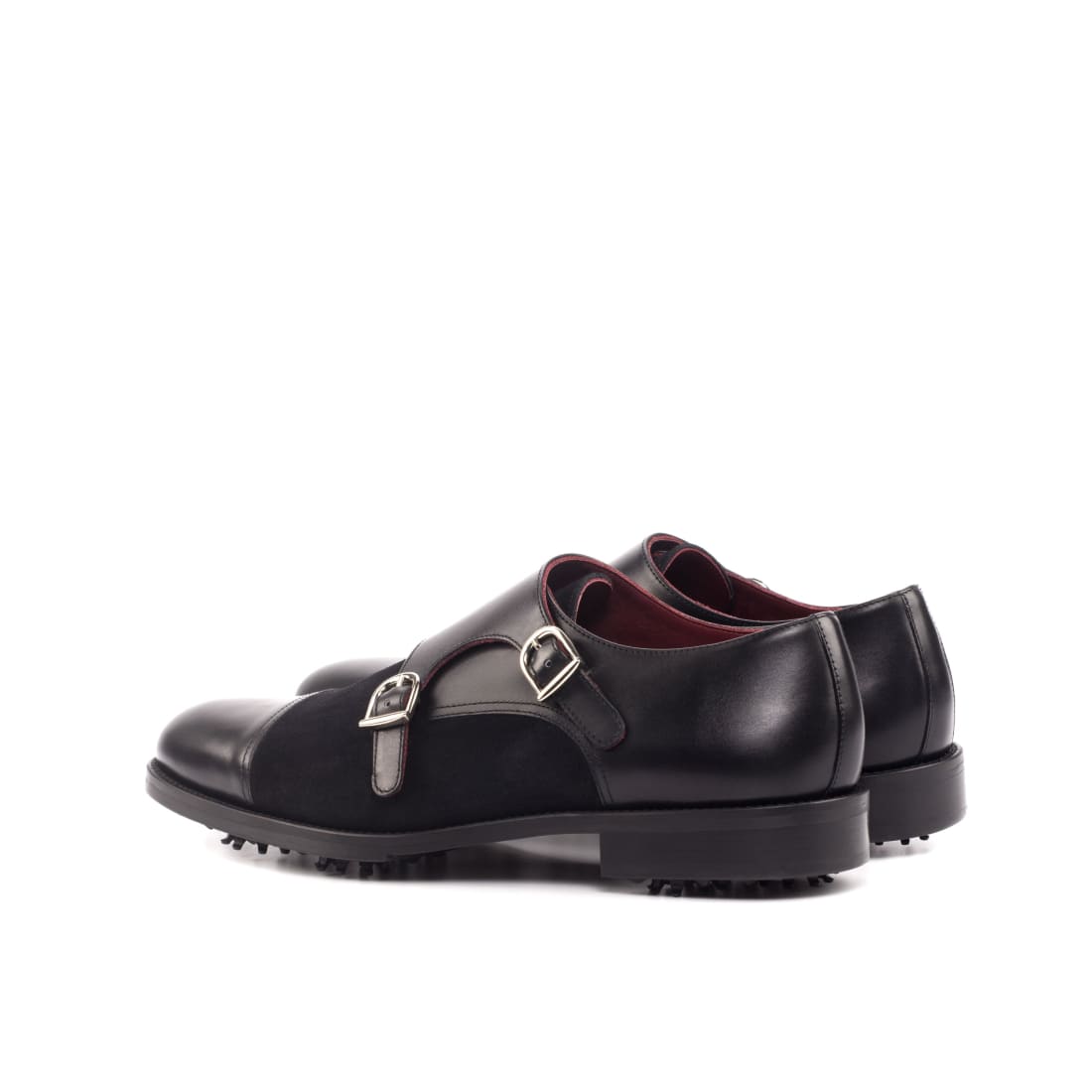 Derby double boucles de golf en cuir et daim noir – vue 3