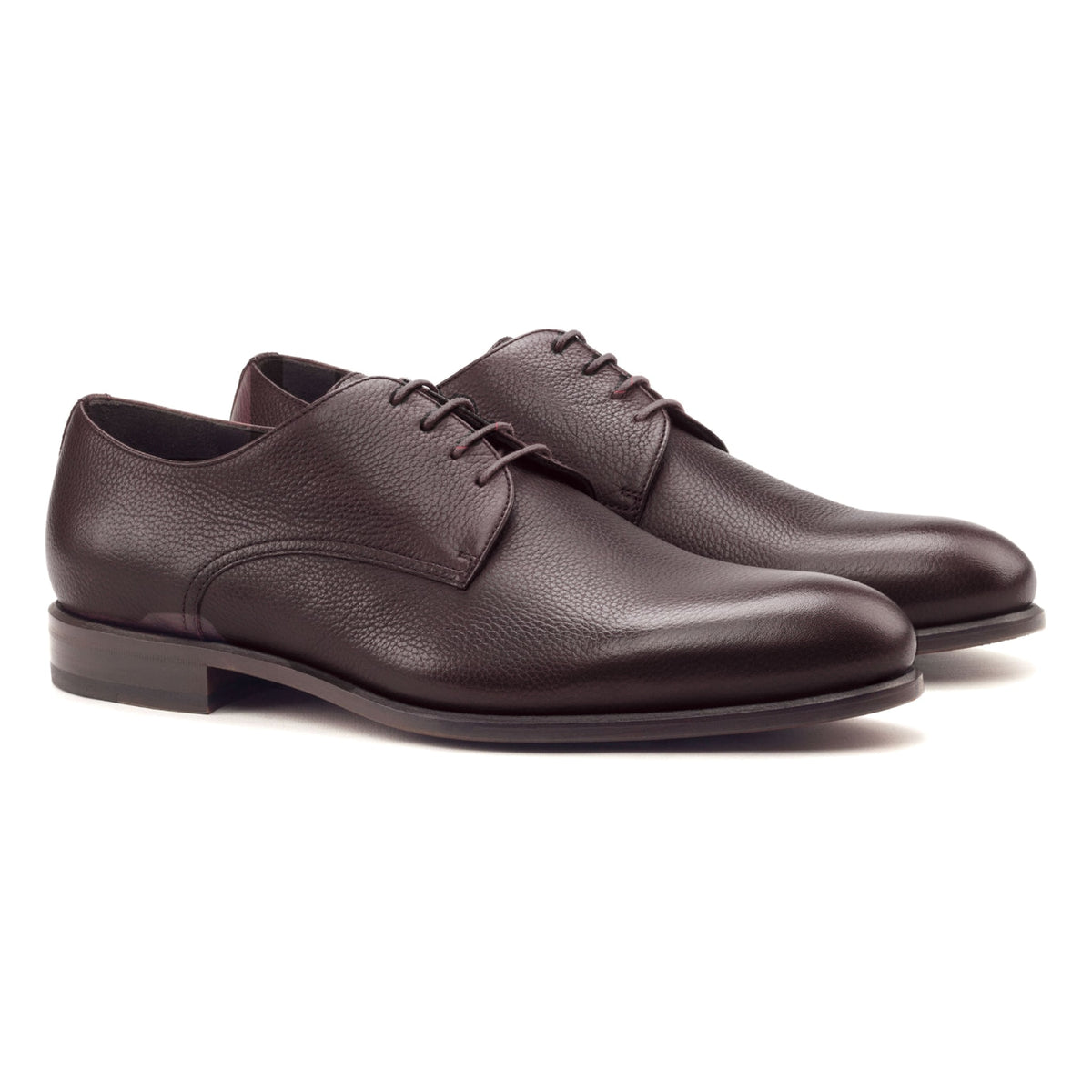 Derby en cuir grainé marron foncé – vue 1
