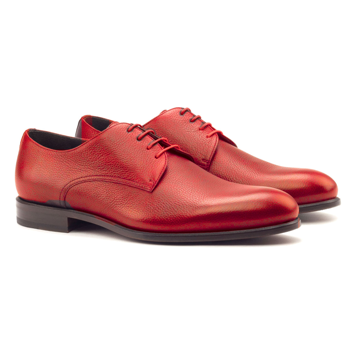 Derby en cuir grainé rouge – vue 1