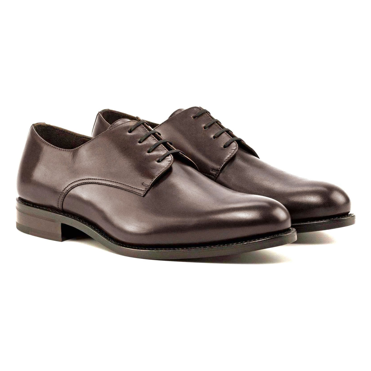 Derby en cuir marron moyen – vue 1