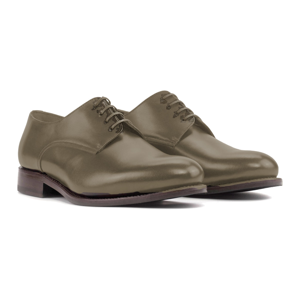 Derby en cuir teinté main vert olive – vue 1