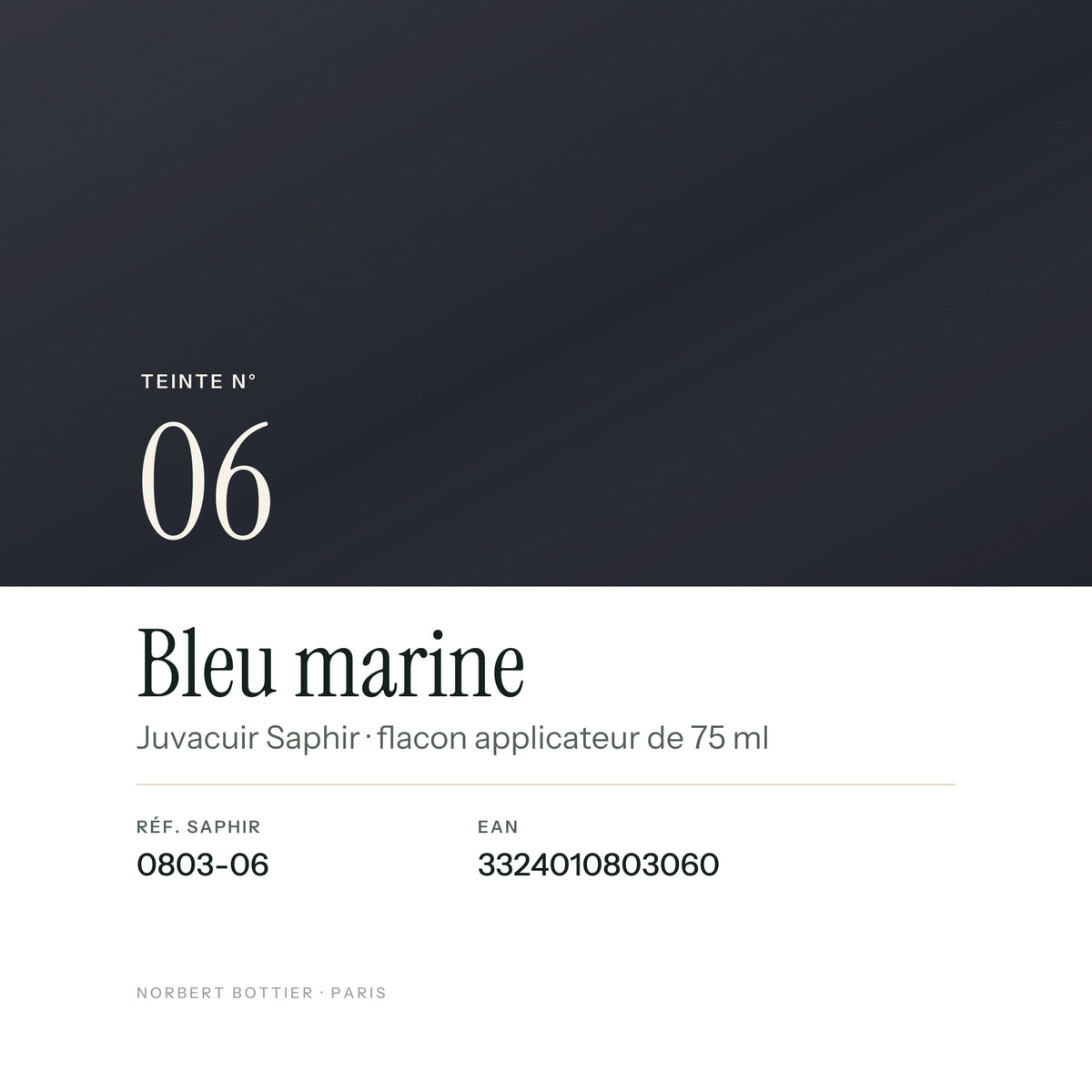 Teinte Bleu marine n° 06 de la Juvacuir Saphir, réf. 0803-06, EAN 3324010803060
