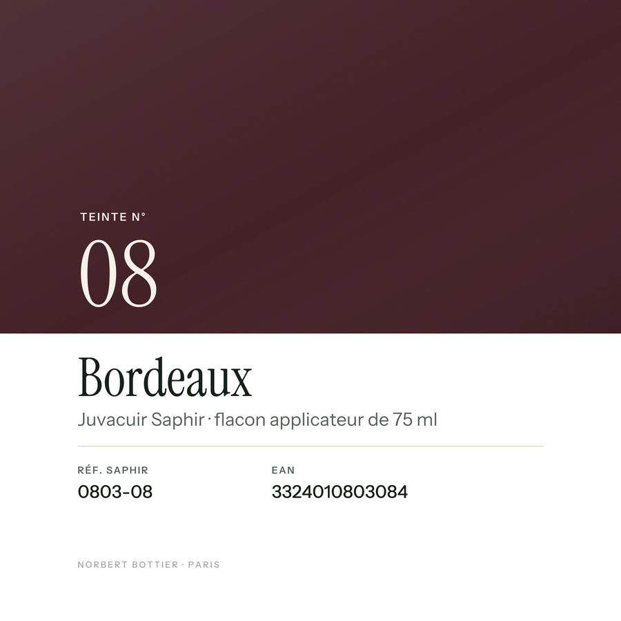 Teinte Bordeaux n° 08 du Juvacuir Saphir, réf. 0803-08, EAN 3324010803084